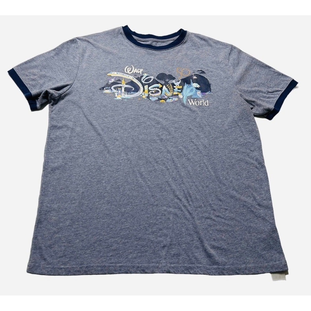 Disney Parks 50th Anniversary Park Icons Ringer Tee T-shirt Adult Unisex Large L